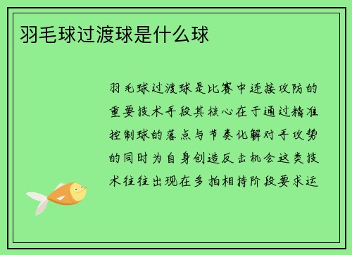 羽毛球过渡球是什么球